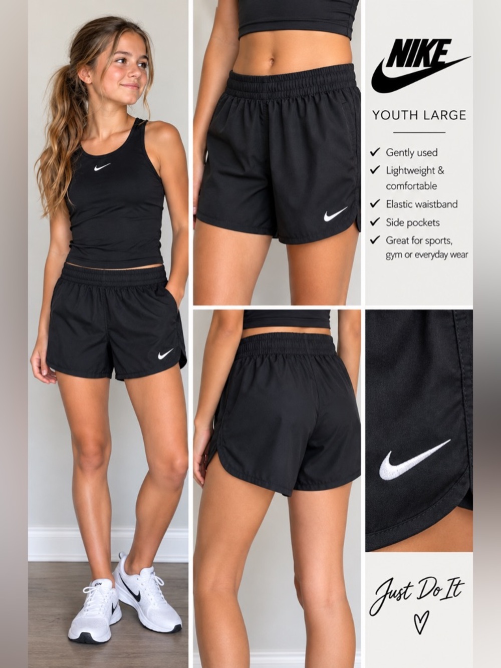 🖤 Nike Youth Running/Athletic Shorts – Size Large